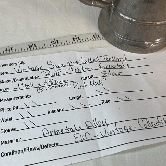 Vintage WIlton Armetale Lg Straight Side Tankard Tavern Pub Props Renaissance - Picture 2 of 8